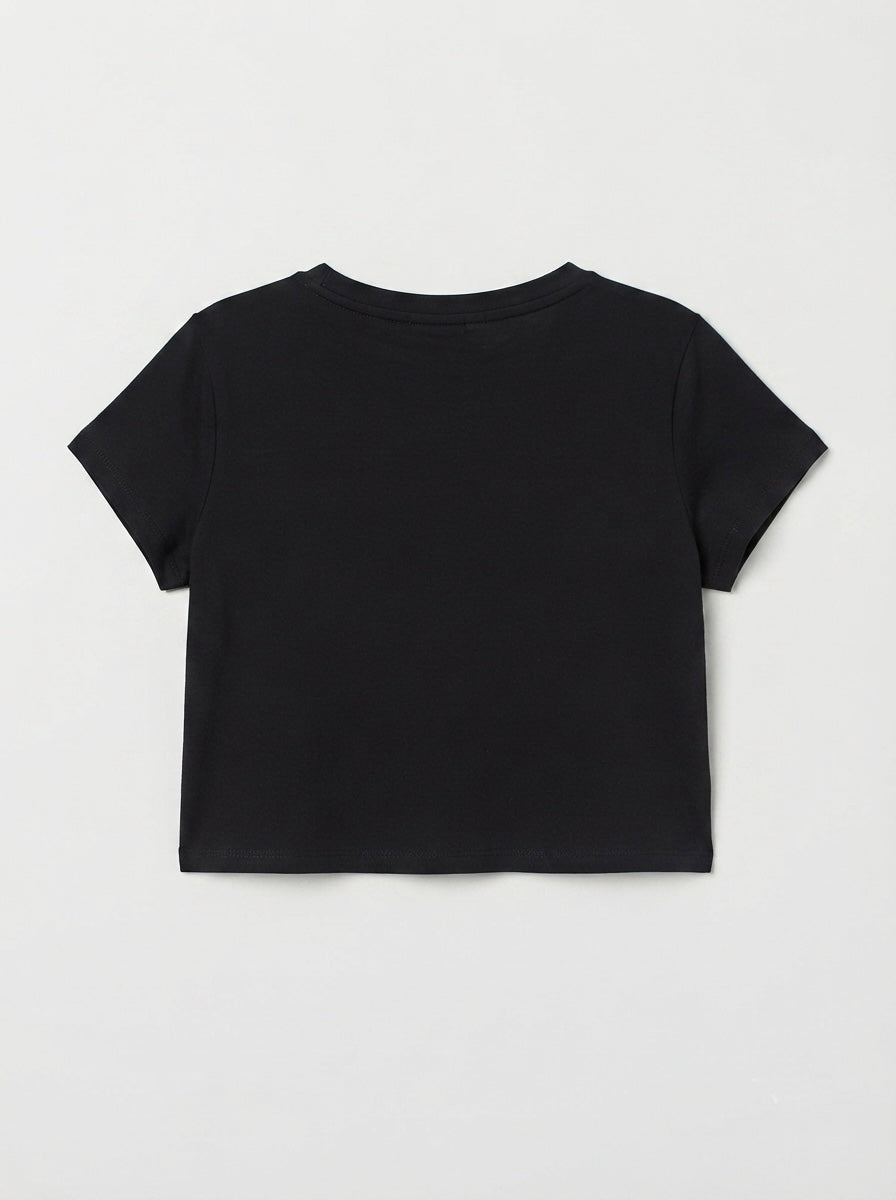 H&M crop majica s grafičkim natpisom | M