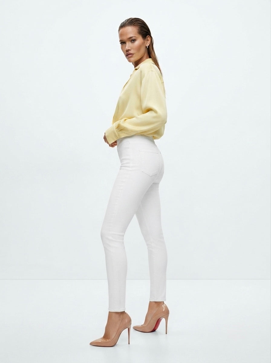 Bijele jeggings hlače visokog struka | M