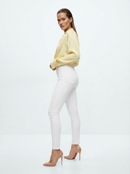 Bijele jeggings hlače visokog struka | M