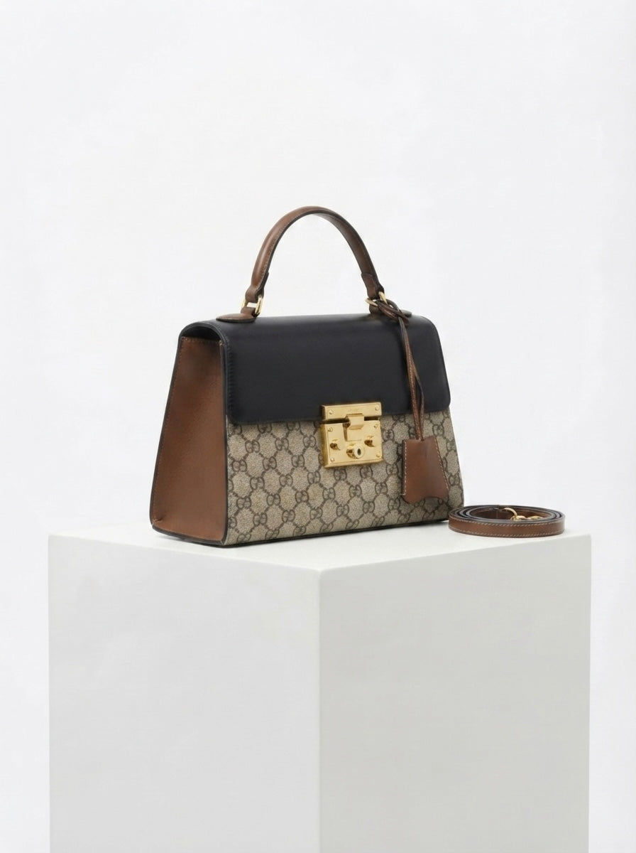 Gucci Signature Padlock GG Supreme Monogram Top Handle