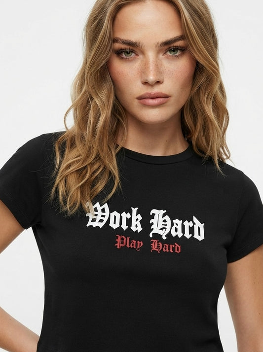 H&M crop majica s grafičkim natpisom | M
