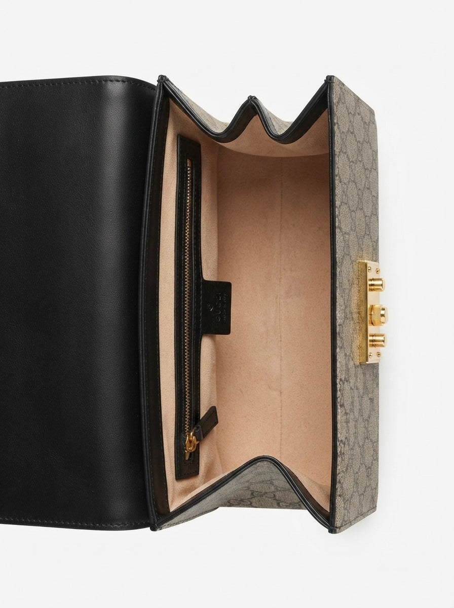 Gucci Signature Padlock GG Supreme Monogram Top Handle