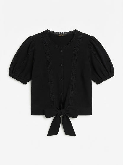 Elegantna crna vestica s puf rukavima | L
