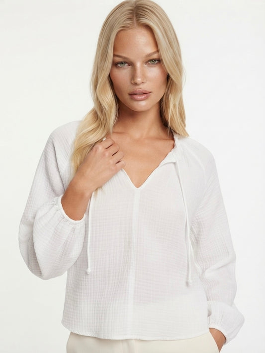 H&M muslin bluza s V izrezom | S
