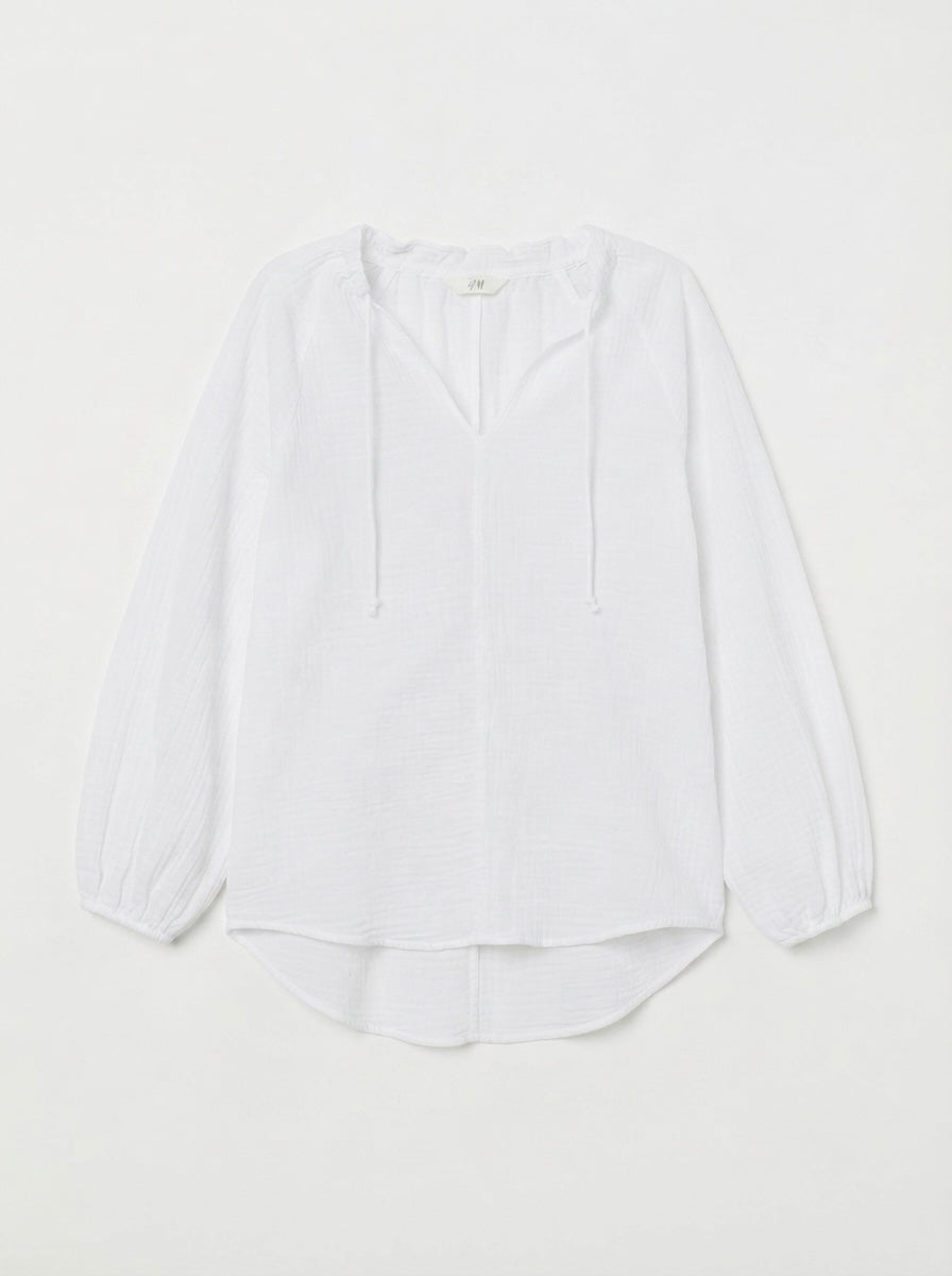 H&M muslin bluza s V izrezom | S