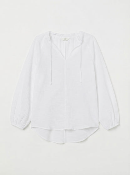 H&M muslin bluza s V izrezom | S