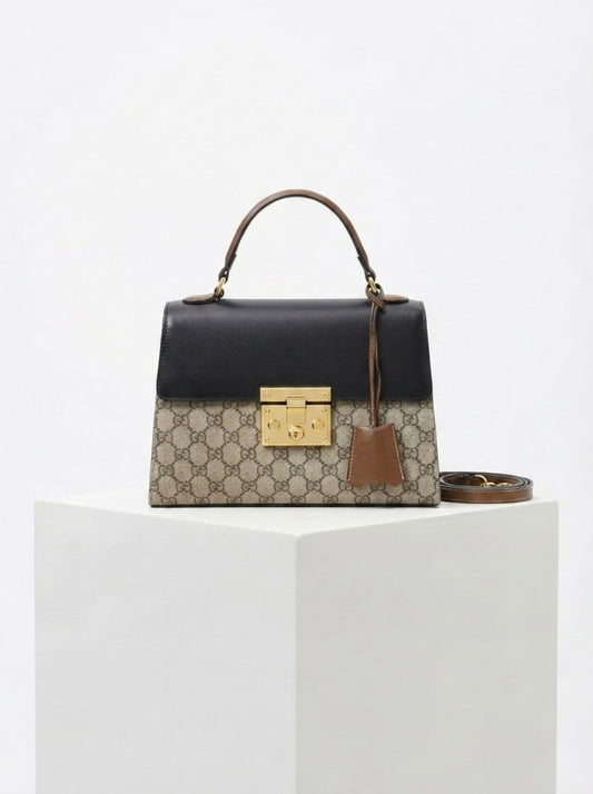 Gucci Signature Padlock GG Supreme Monogram Top Handle