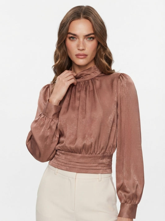 Satenska bluza s visokim ovratnikom | L
