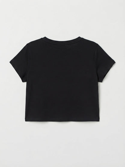 H&M crop majica s grafičkim natpisom | M