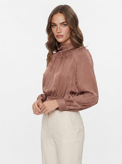 Satenska bluza s visokim ovratnikom | L
