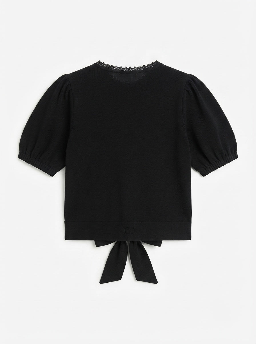Elegantna crna vestica s puf rukavima | L