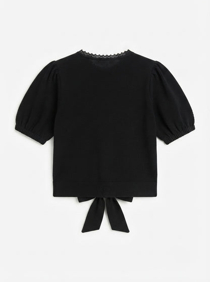 Elegantna crna vestica s puf rukavima | L