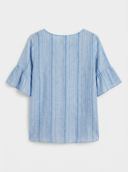 Lanena bluza s prugama i volanima | XL