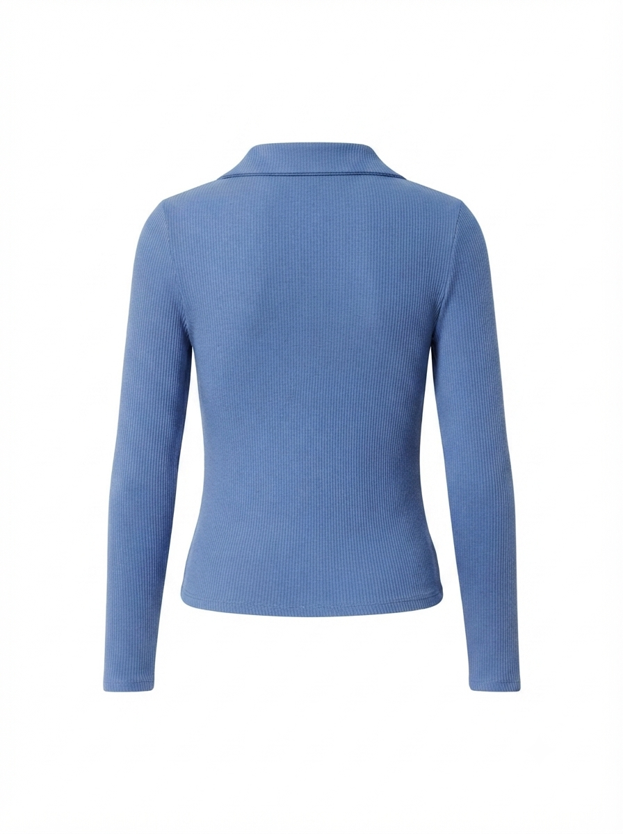 Bershka rebrasta majica s kragnom | L