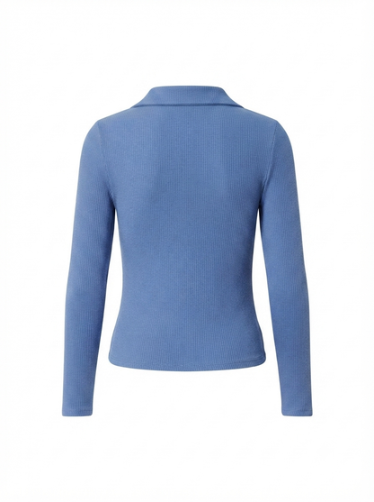 Bershka rebrasta majica s kragnom | L