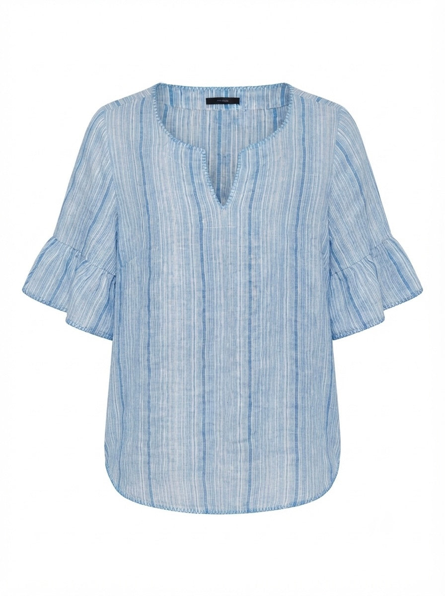 Lanena bluza s prugama i volanima | XL