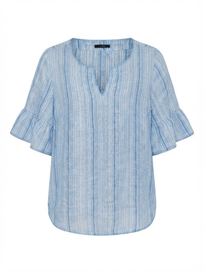 Lanena bluza s prugama i volanima | XL