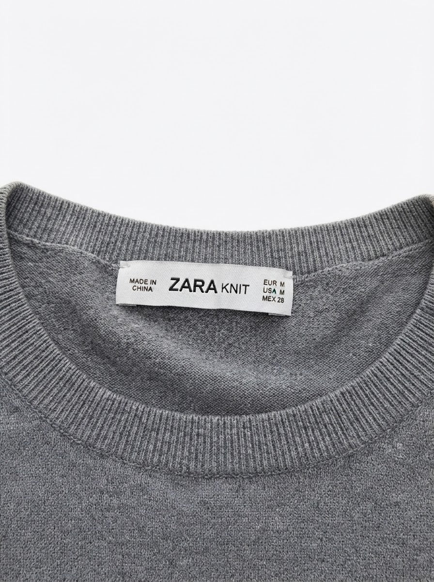 Zara sivi džemper s imitacijom bisera | M