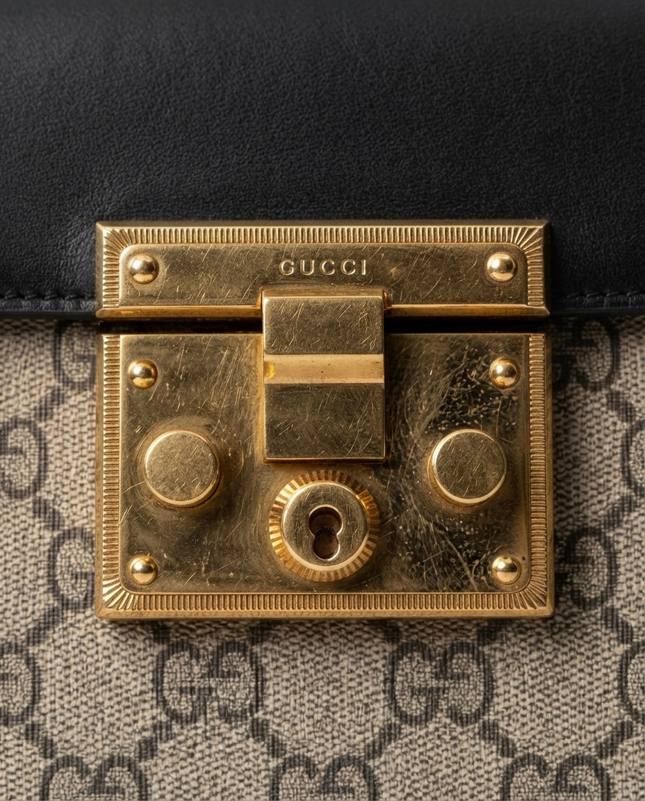 Gucci Signature Padlock GG Supreme Monogram Top Handle