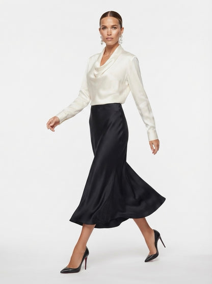 Zara svilenkasta crna suknja | L