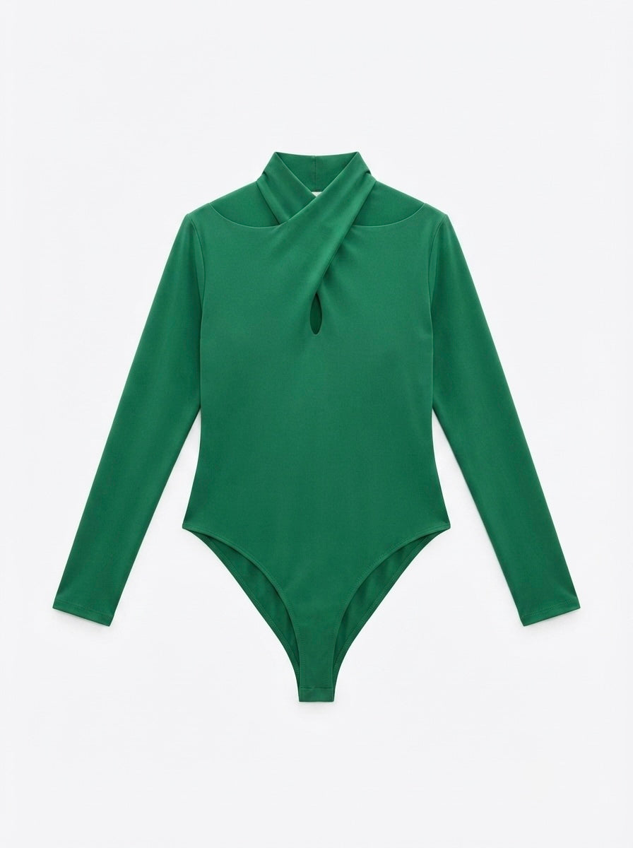 Zara zeleni body s prekriženim izrezom | M