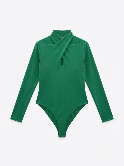 Zara zeleni body s prekriženim izrezom | M
