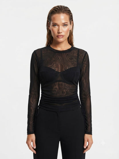 Zara crna prozirna majica | M