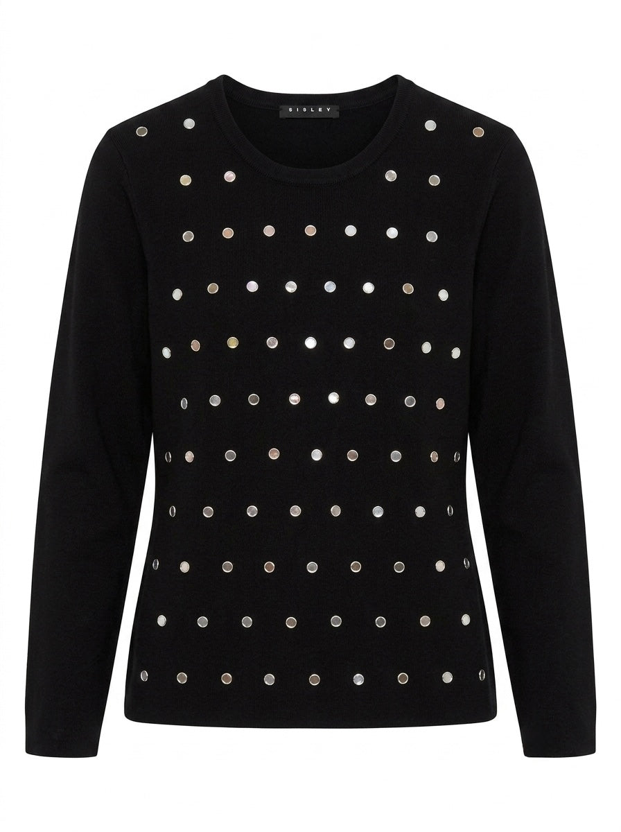 Sisley majica dugih rukava s metalnim zakovicama | M