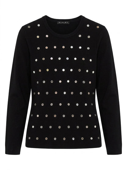Sisley majica dugih rukava s metalnim zakovicama | M