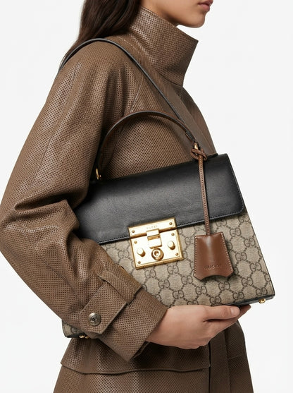 Gucci Signature Padlock GG Supreme Monogram Top Handle