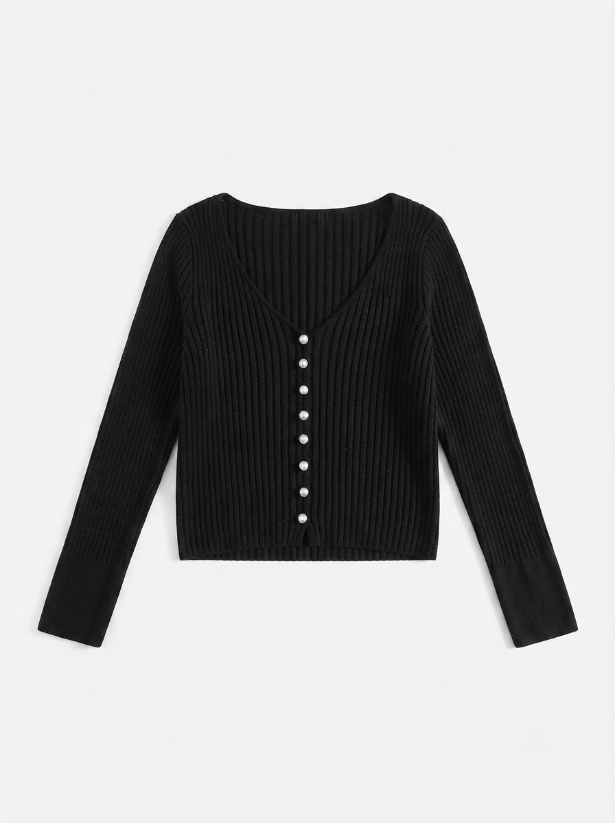 Crna vesta s bisernim gumbima | M