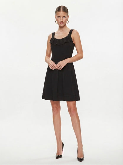Tom Tailor crna haljina s volanom | L
