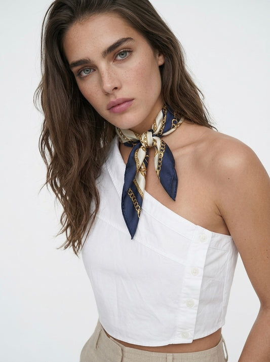 Zara asimetrična crop košulja na jedno rame | M