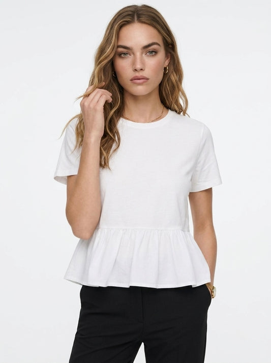 Zara pamučna majica s peplum volanom | S