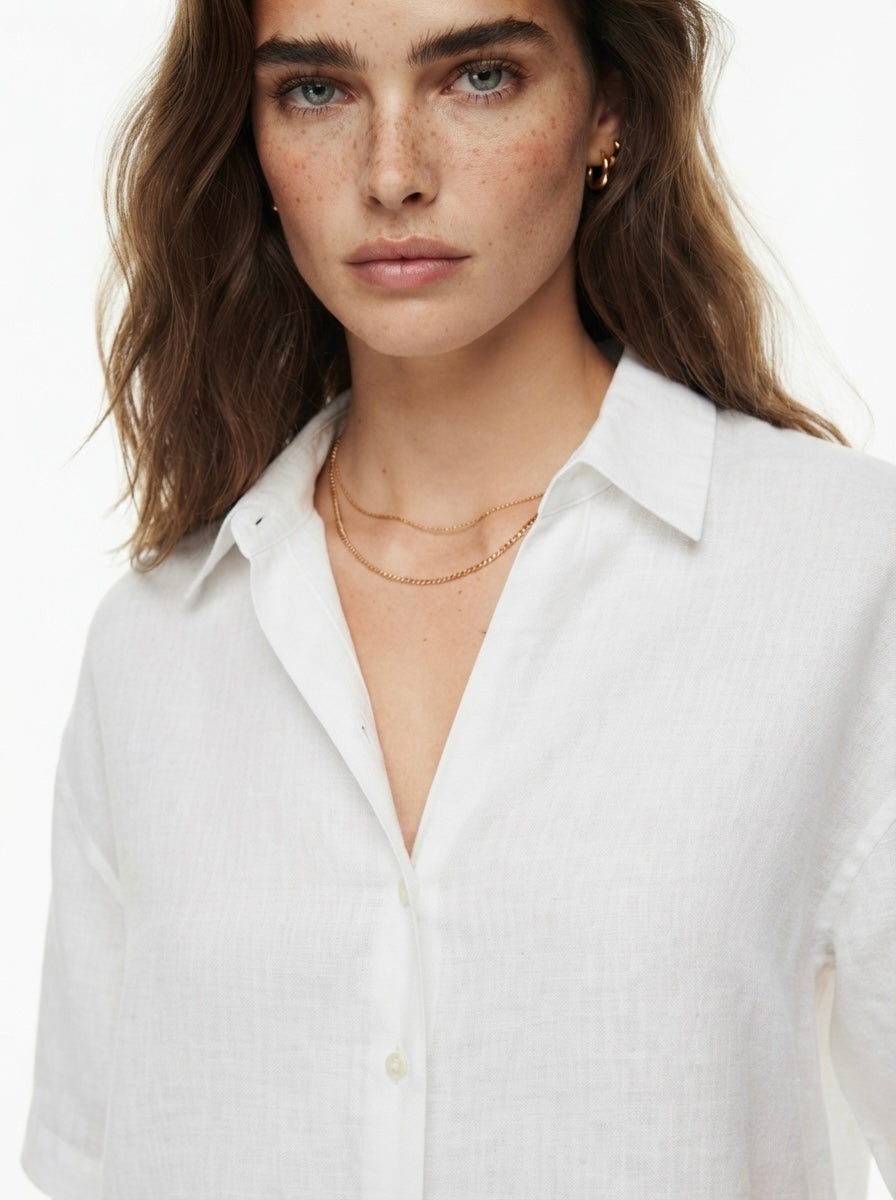 H&M lanena košulja kratkih rukava | S