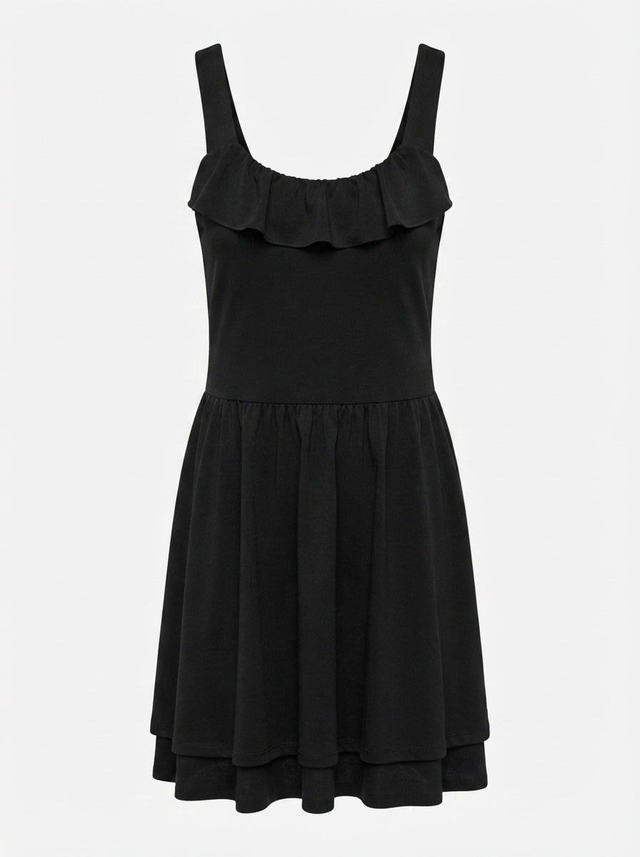Tom Tailor crna haljina s volanom | L
