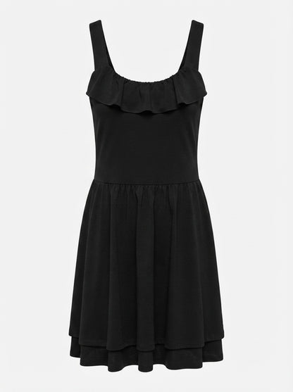 Tom Tailor crna haljina s volanom | L