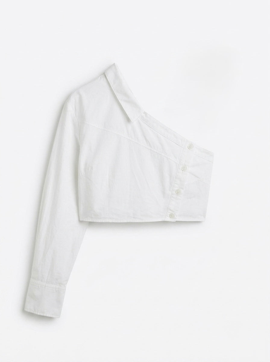 Zara asimetrična crop košulja na jedno rame | M