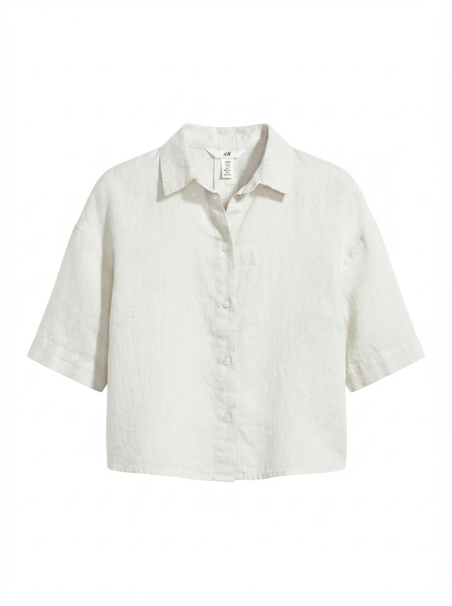 H&M lanena košulja kratkih rukava | S