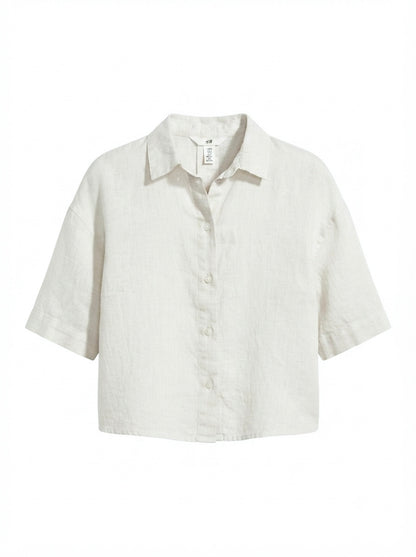 H&M lanena košulja kratkih rukava | S