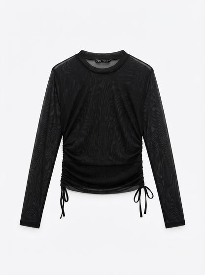 Zara crna prozirna majica | M