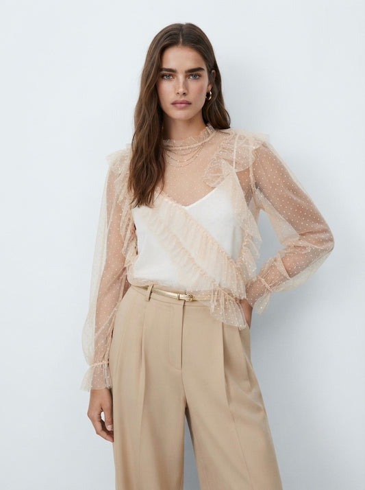 Zara prozirna bluza s volanima | M