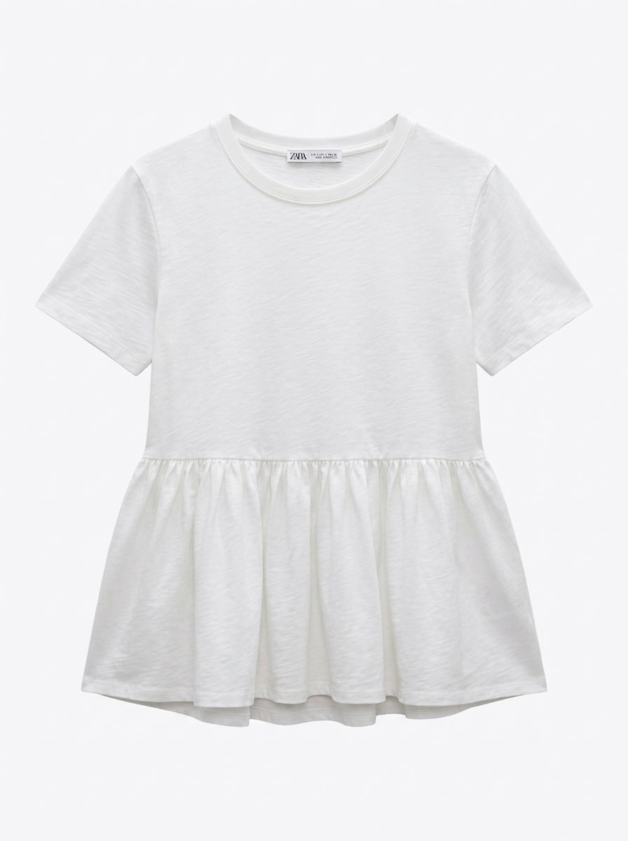 Zara pamučna majica s peplum volanom | S
