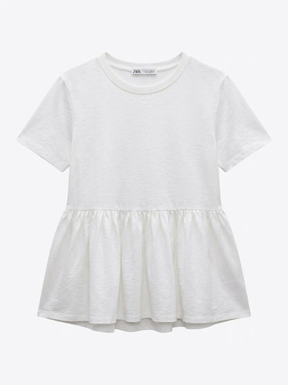Zara pamučna majica s peplum volanom | S
