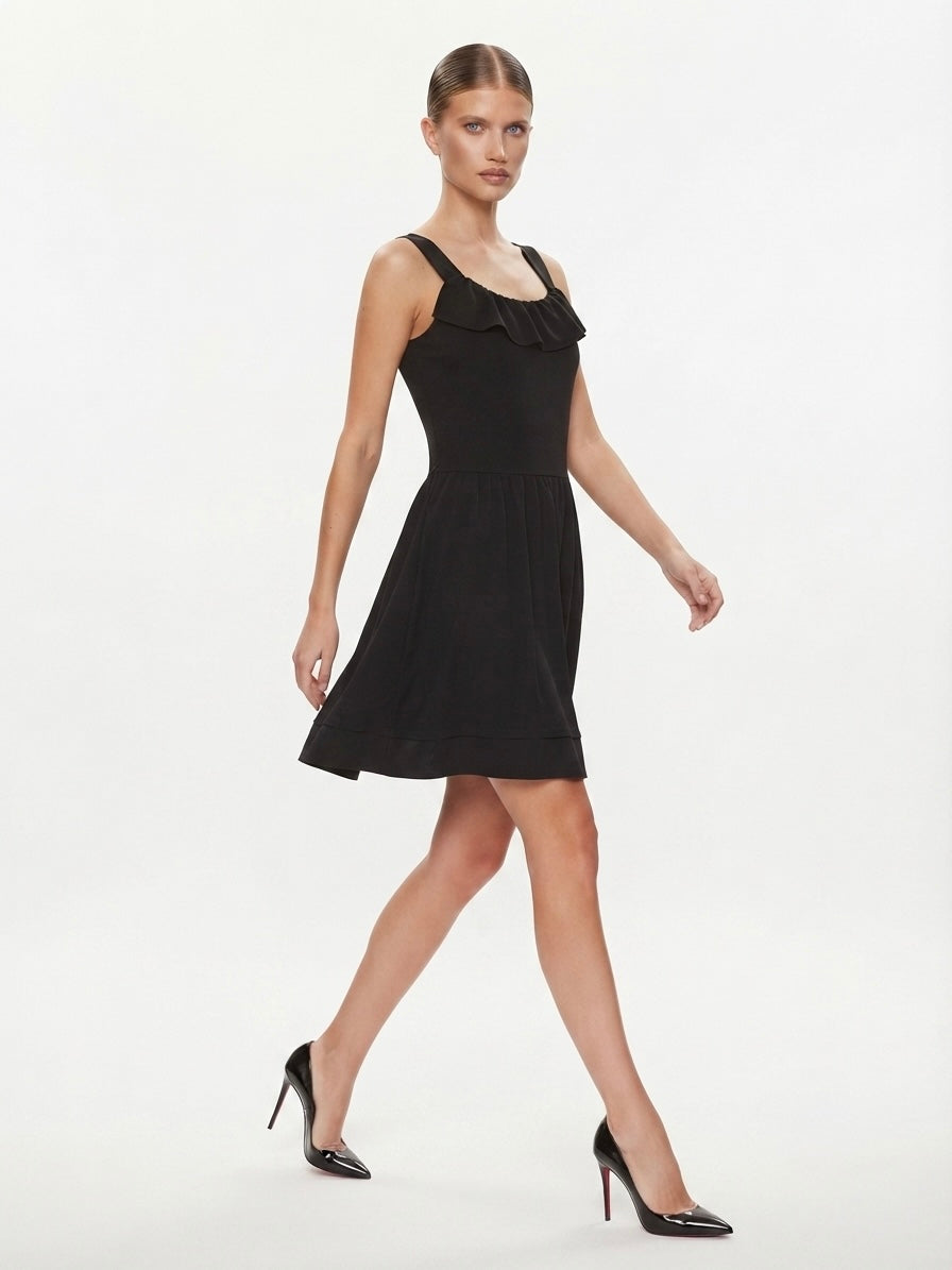 Tom Tailor crna haljina s volanom | L