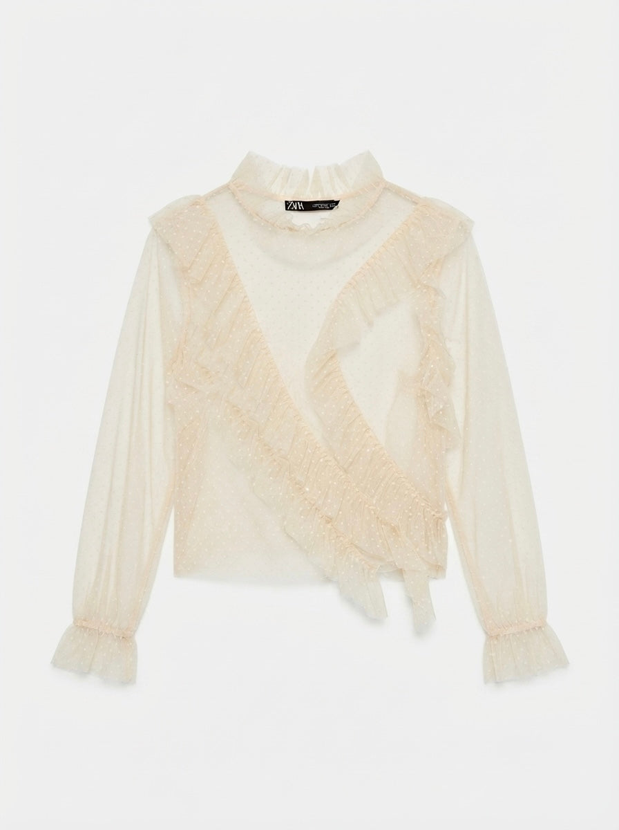 Zara prozirna bluza s volanima | M