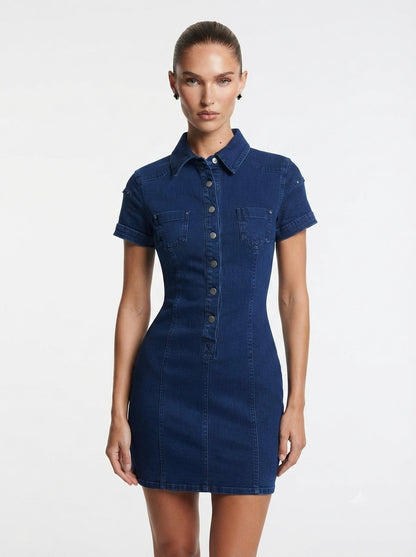 Jeans haljina kratkih rukava | S