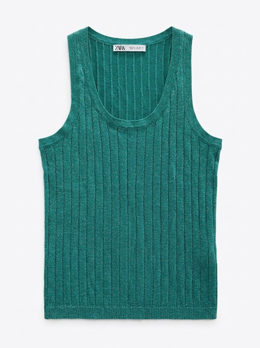 Zara rebrasti top sa suptilnim sjajem | M