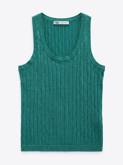 Zara rebrasti top sa suptilnim sjajem | M
