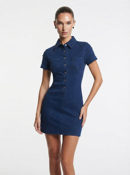 Jeans haljina kratkih rukava | S